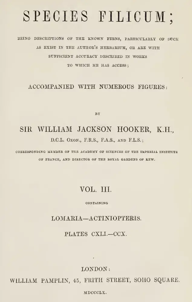 BotanicalIllust Species Filicum. Vol. 3 1859-1860 - William Jackson Hooker t