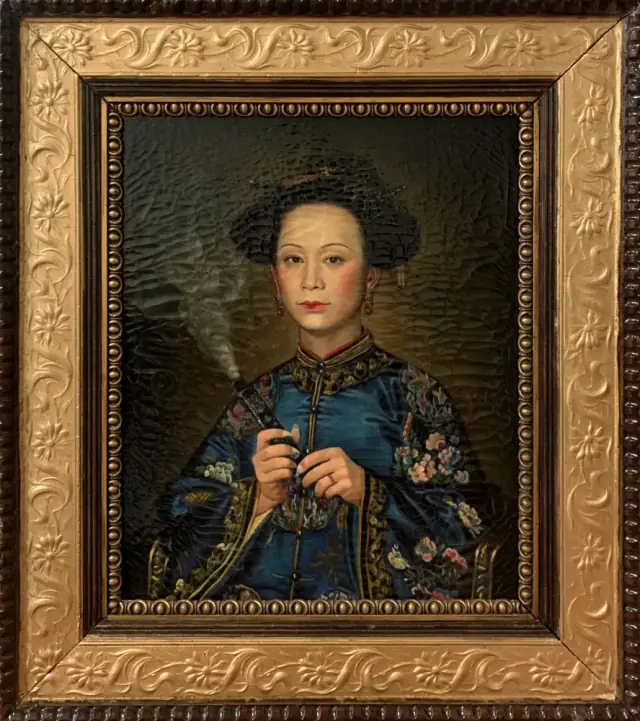 ChinesePainting An oil painting showing a Cantonese woman in late Qing Dynas