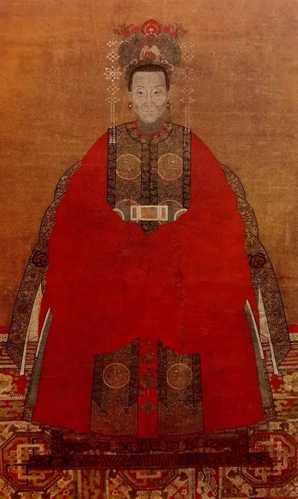 ChinesePainting Qing Dynasty Lady in a red robe