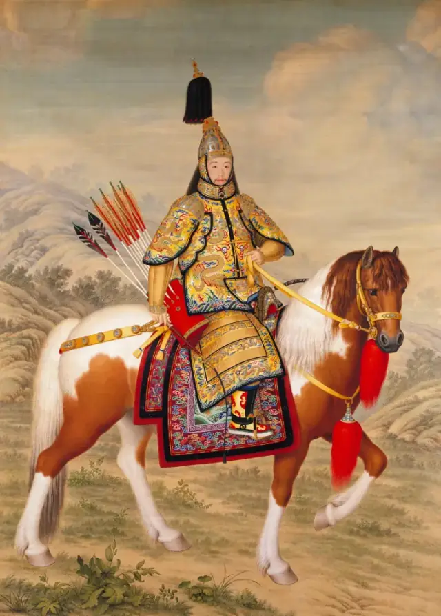 ChinesePainting The Qianlong Emperor in Ceremonial Armour on Horseback