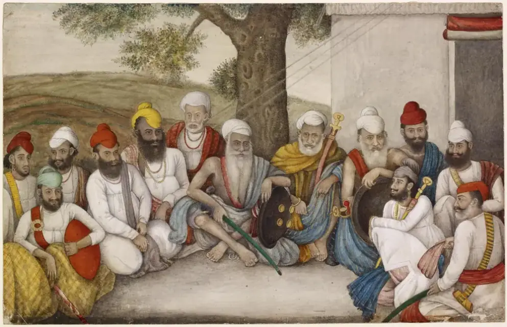 indian Painting of a party of Sikhs Company School ca.1817