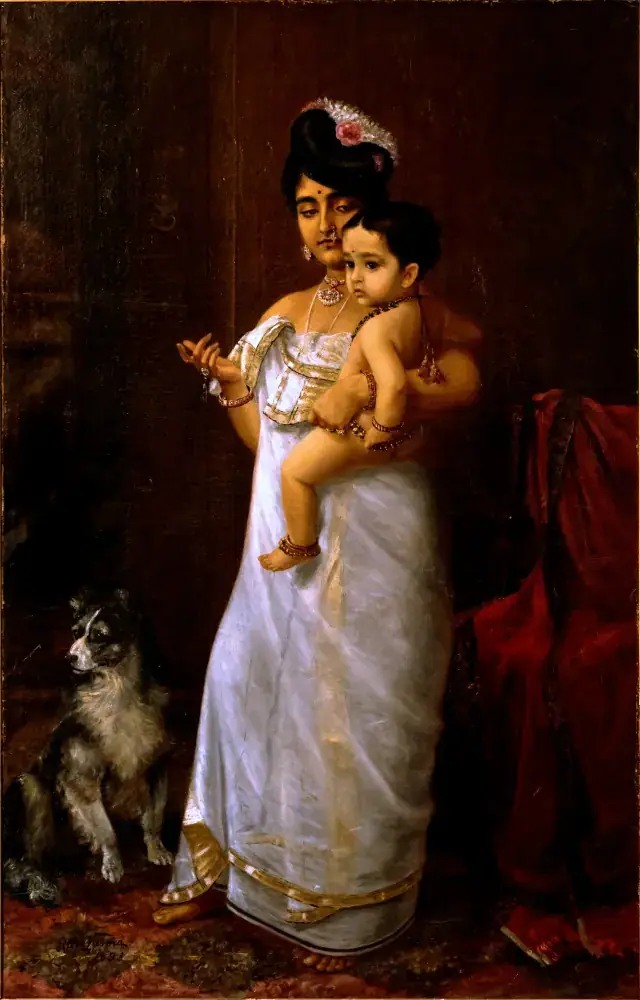 indian Raja Ravi Varma There Comes Papa 1893