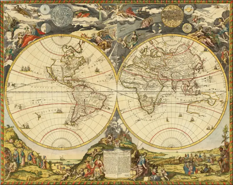 maps 1700 map of the world by Paolo Petrini