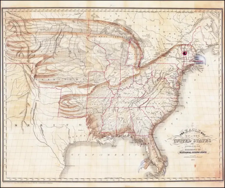 maps Eagle Map of the United States Engraved For Rudiments of Nat
