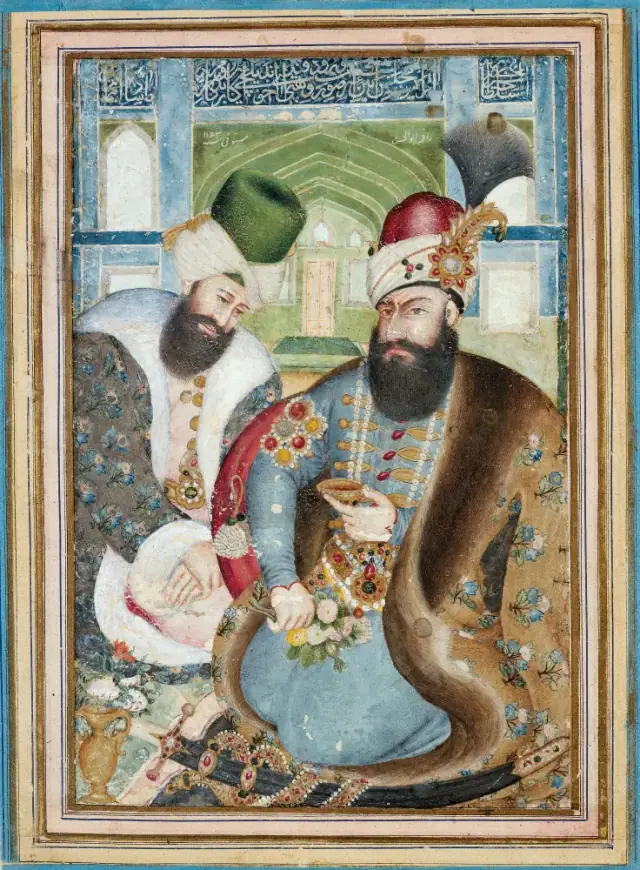 persian Karim Khan Zand with the Ottoman Ambassador Vehbi Effendi