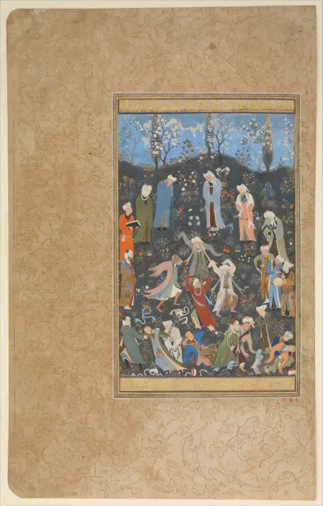 PersianIslamicM Dancing Dervishes Folio from a Divan of Hafiz MET DP231332.j