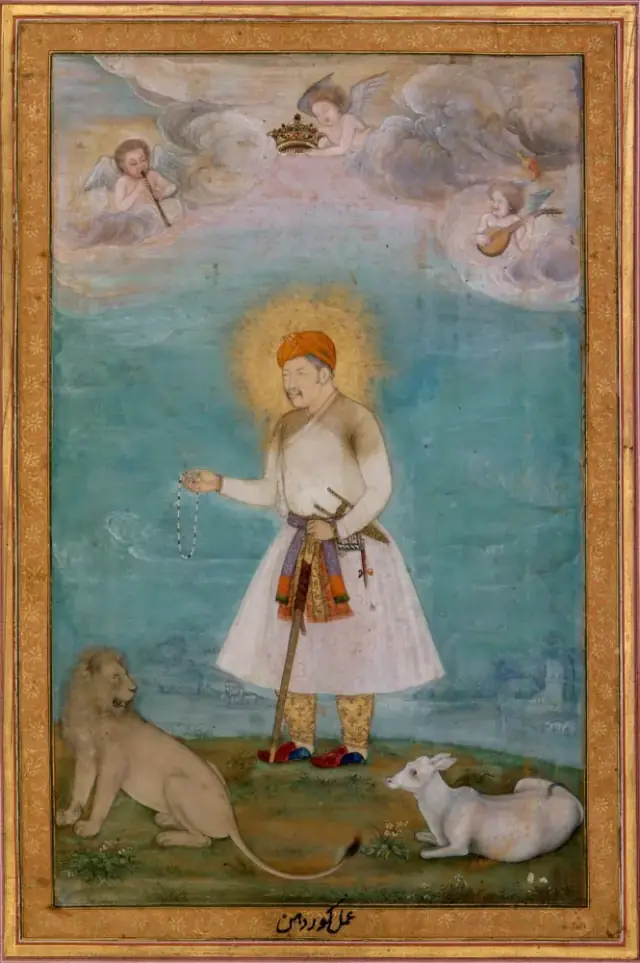 PersianIslamicM Govardhan. Akbar With Lion and Calf ca. 1630 Metmuseum