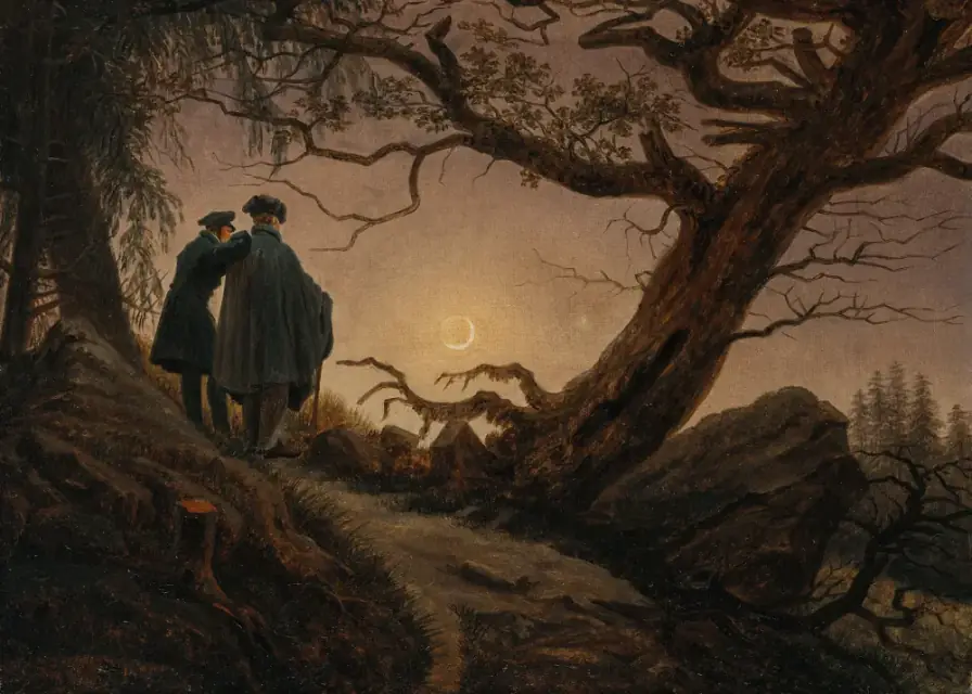 Two Men Contemplating the Moon Caspar David Friedrich 1825