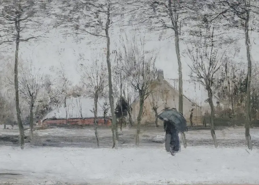 Winter walk with an Umbrella